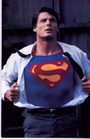 superman loses shirt!